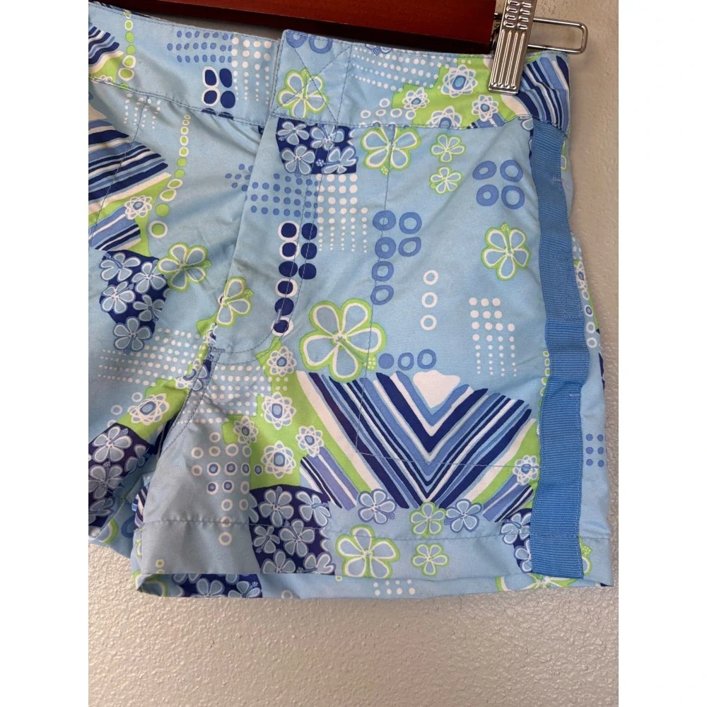 Y2K Energy Zone Girls Blue Floral Geometric‎ Board Shorts Swim Trunks Size 8